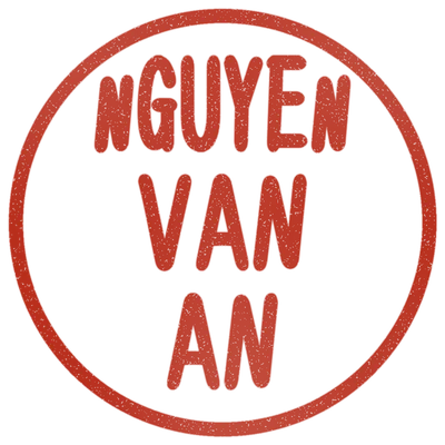 Sample impression: NGUYEN / VAN / AN in alphabet
